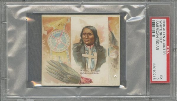 1888 N36 Allen & Ginter "The American Indian" Large Cards "White Shield" - PSA EX 5